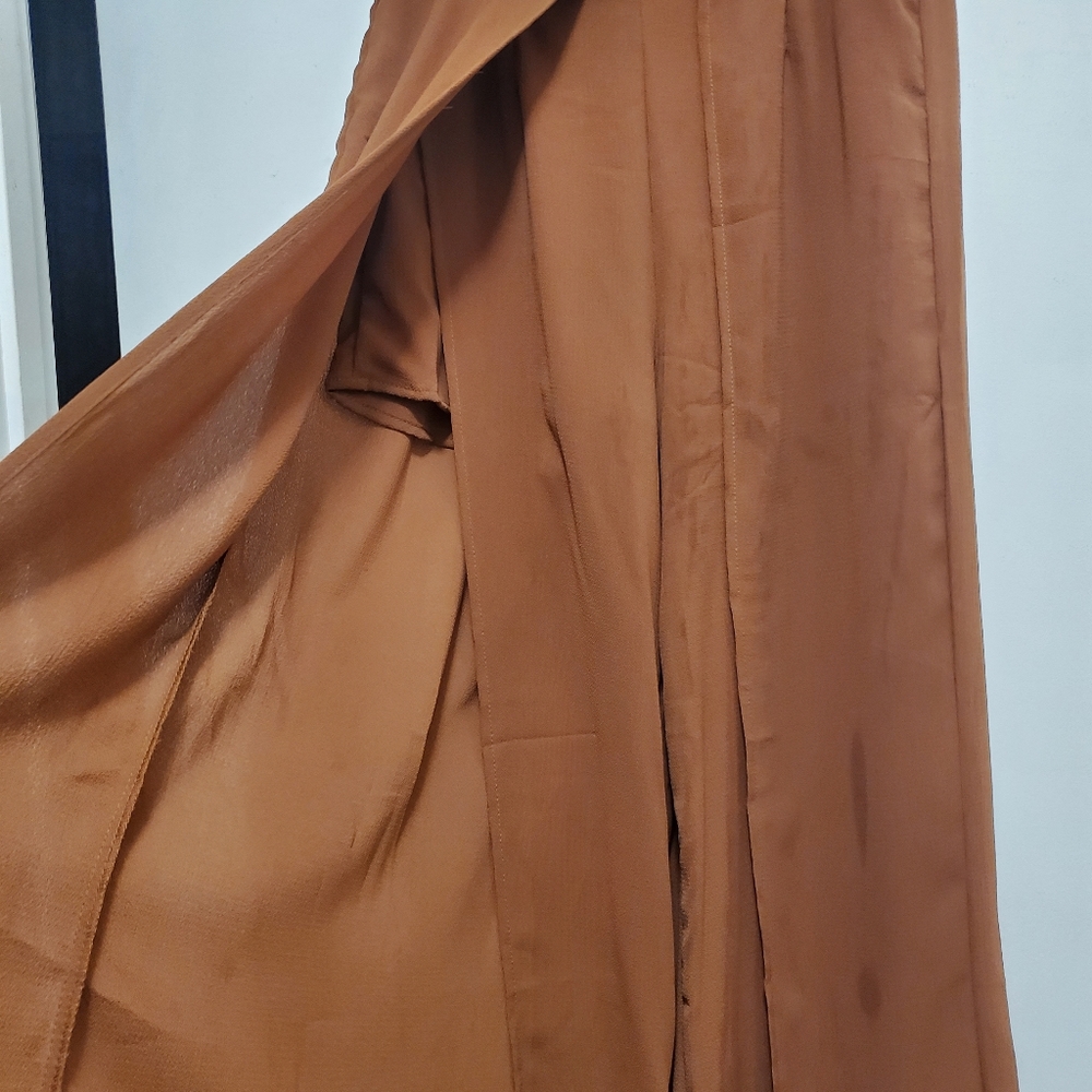 Split-leg Crepe Pleated Pants